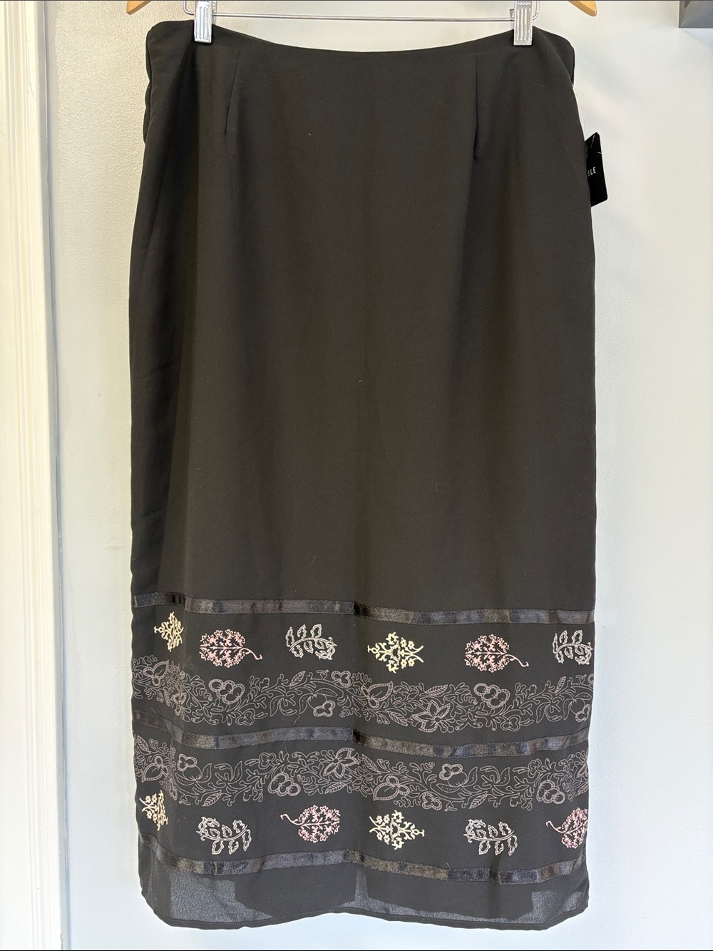 Sheer Floral Ribbon Trimmed Maxi Skirt Sz 16